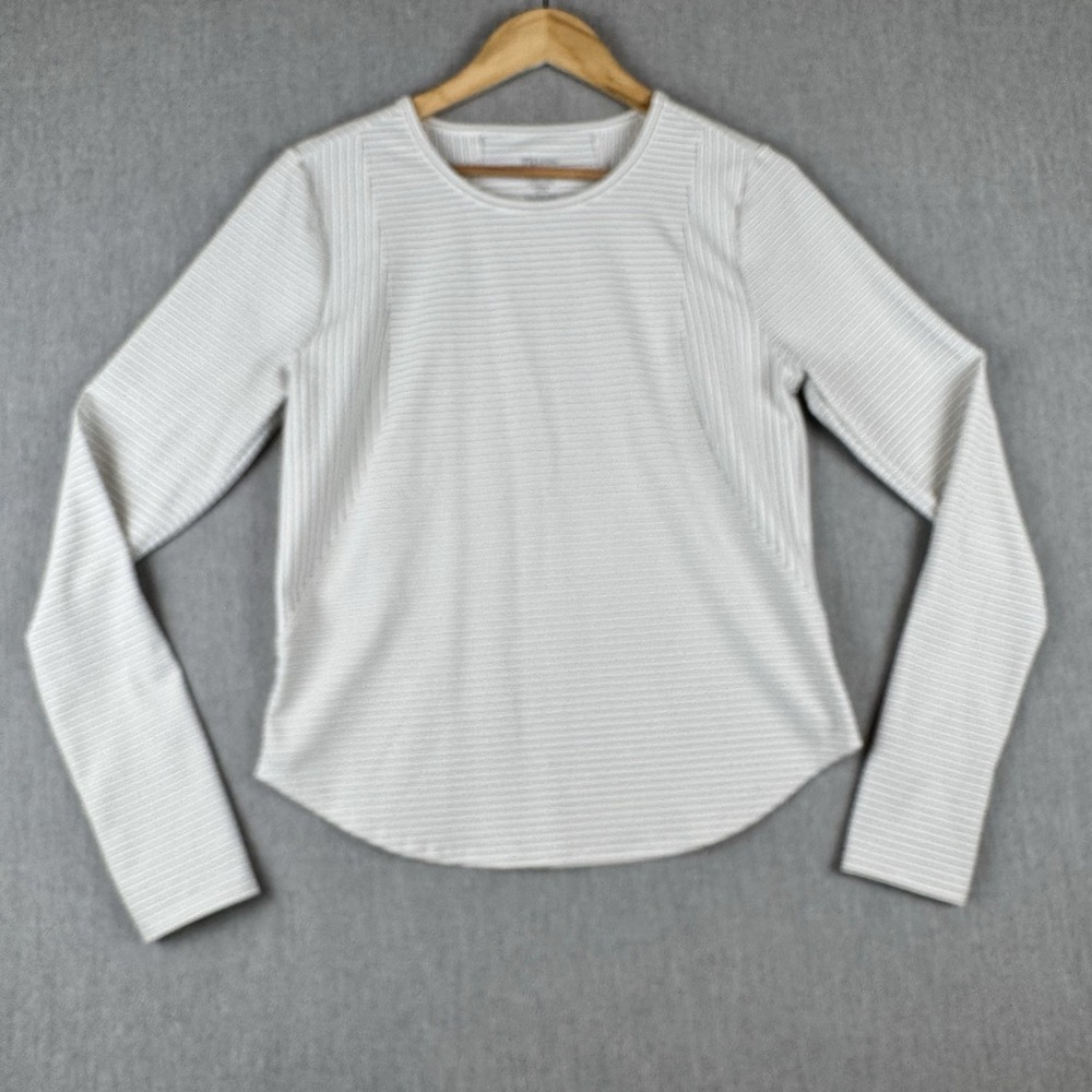 Thrive Black Stripe Shirt Womens Large Long Sleeve‎ Top Thumb Hole Sleeve